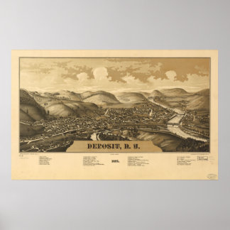 1887 Hinterlegung, New Birds Eye Panoramablick Kar Poster