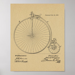 1887 Vintages Fahrrad-Patent Art Printwerbung Poster