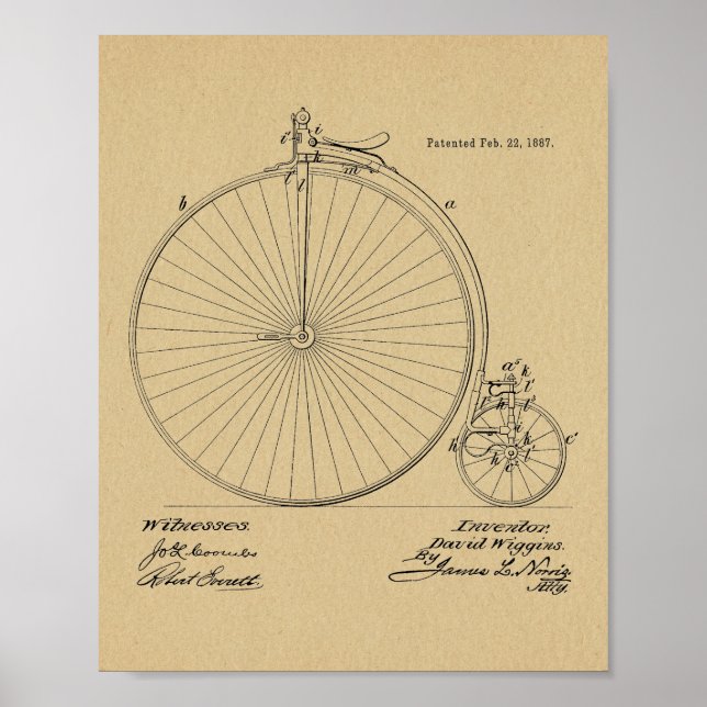 1887 Vintages Fahrrad-Patent Art Printwerbung Poster (Vorne)