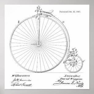 1887 Vintages Fahrrad-Patent Art Printwerbung Poster