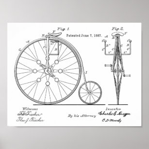 1887 Vintages Fahrrad-Patent Art Printwerbung Poster