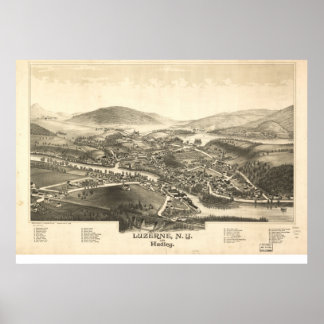 1888 Luzerne & Hadley, New Birds Eye Panorama Kart Poster