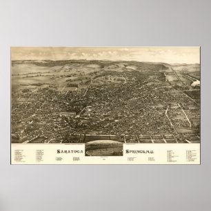 1888 Saratoga Springs, New Birds Eye Panorama Kart Poster