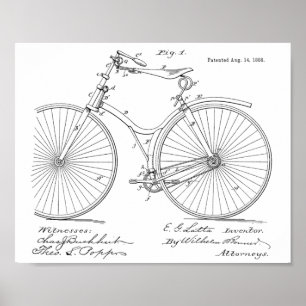 1888 Vintage Fahrrad Design Patent Kunst Druck Poster