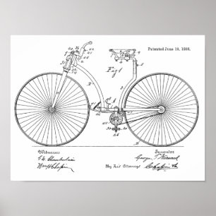 1888 Vintage Fahrrad Patent Kunst Druck Poster