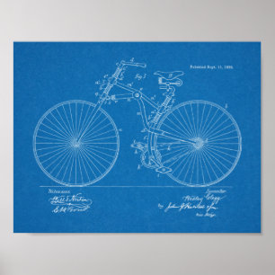 1888 Vintages Fahrraddesign Patentschrift Art Prin Poster