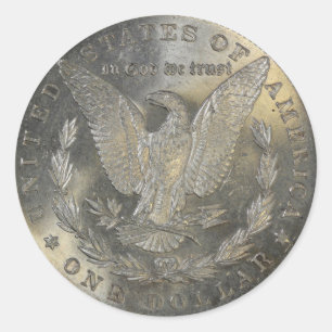 1889 Morgan Silver Dollar Rückseite Runder Aufkleber