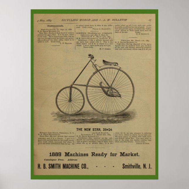1889 Vintag Bicycle Magazine and Art Poster (Vorne)