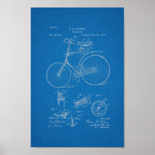 1889 Vintages Fahrrad Patent Blueprint Art Print Poster