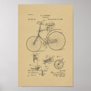1889 Vintages Fahrradpatent Art Printwerbung Poster
