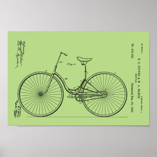 1889 Vintages Fahrradpatent drucken Poster (Vorne)