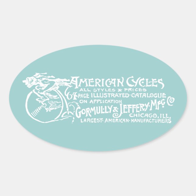 1890 Amerikanische Zyklen Ovaler Aufkleber (Vorderseite)