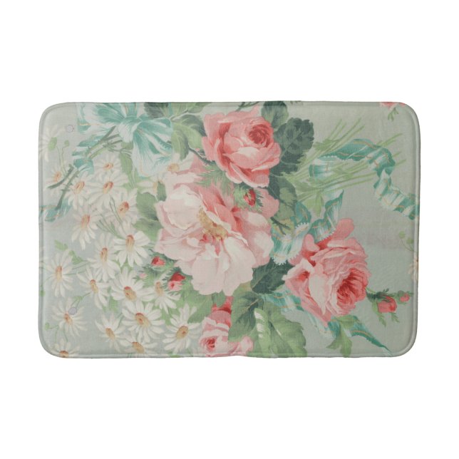 1890 Britische Vintage Fabric Rose & Daisies Badematte (Vorderseite)
