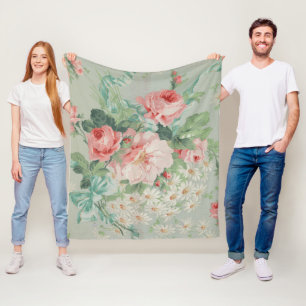 1890 Britische Vintage Fabric Rose & Daisies Fleecedecke