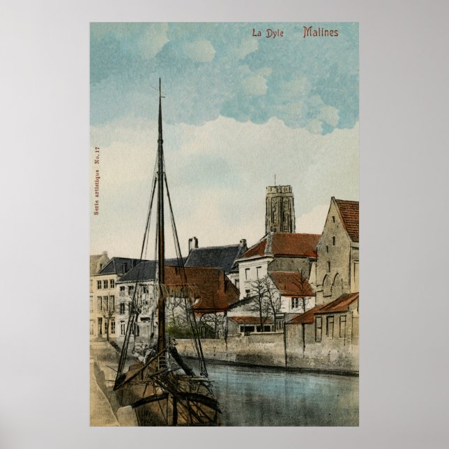 1890 Mechelen Malines Dyle River Poster (Vorne)