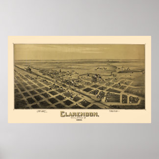 1890 Panoramablick auf die Vögel Augen Blick auf C Poster