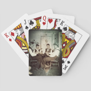 1890 Poker Game Men Gambling Cards Man Cave Foto Spielkarten