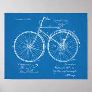 1890 Vintage Fahrrad Design Patent Kunst Druck Poster