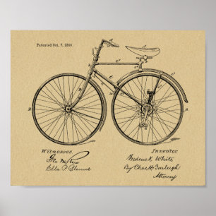 1890 Vintage Fahrrad Design Patent Kunst Druck Poster