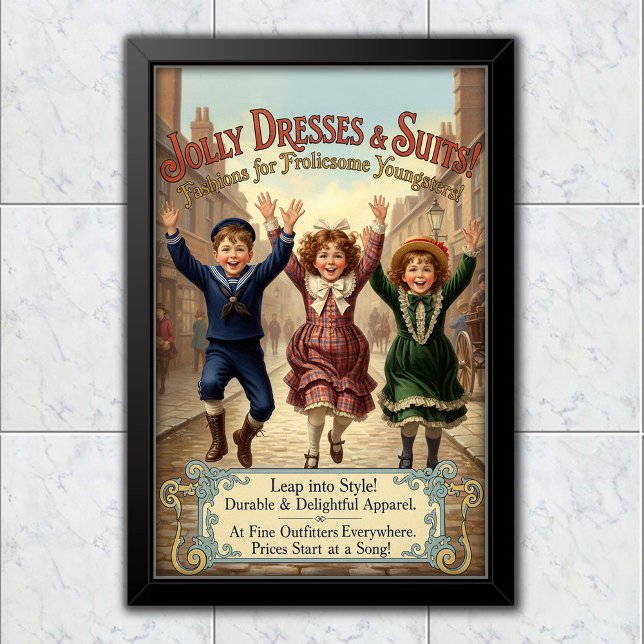 1890 Vintage Jolly Kids Clothes Advertising Poster (Von Creator hochgeladen)