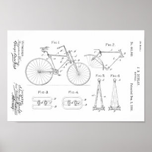 1890 Vintager Fahrrad-Patent-Druck fertigen Poster