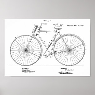 1890 Vintager Frühjahrsrahmen Fahrrad-Patent Art P Poster