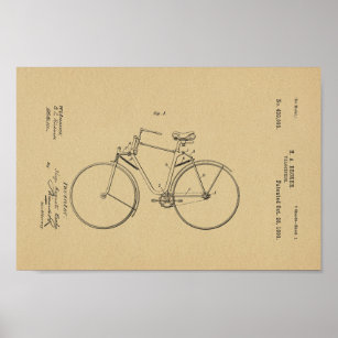 1890 Vintages Fahrrad Velocipede Patent Art Printw Poster