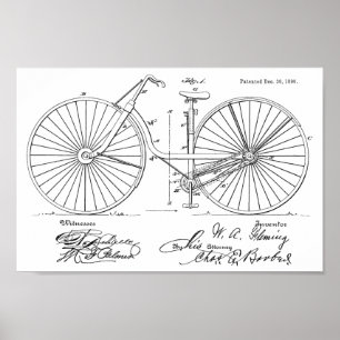 1890 Vintages Fahrraddesign Patent Art Print Poster