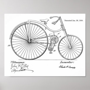 1890 Vintages Fahrradpatent Art Printwerbung Poster