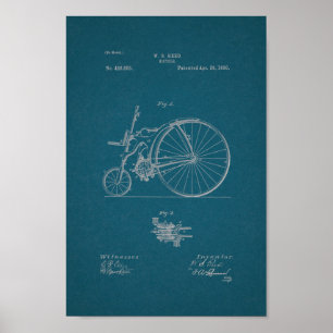 1890 Vintages Fahrradpatent Print Blueprint Poster