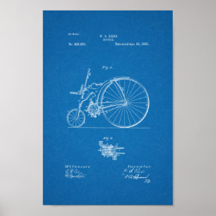 1890 Vintages Fahrradpatent Print Blueprint Poster