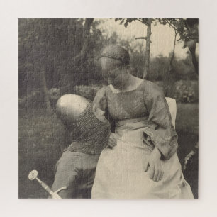 1890er Paar in Umarmung Schwarz-Weiß-Foto Puzzle