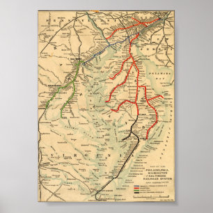 1890er Philadelphia, Wilmington und Baltimore Kart Poster