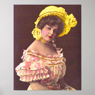 1890s woman in frilly zieht Print Poster