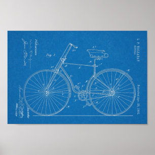 1891 Bicycle Patent Art Zeichnend Print Poster