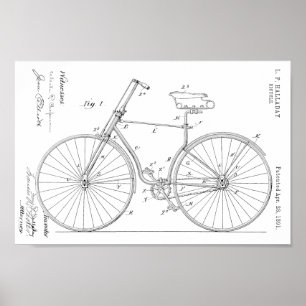1891 Bicycle Patent Art Zeichnend Print Poster