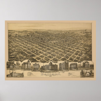 1891 Panoramablick auf Vögel Augen Blick auf Denis Poster