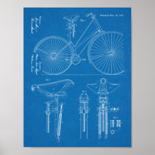 1891 Vintage Fahrrad Sattel Design Patent Kunst Dr Poster