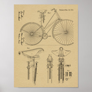 1891 Vintage Fahrrad Sattel Design Patent Kunst Dr Poster