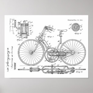 1891 Vintage Fahrradgetriebe Design Patent Kunst D Poster