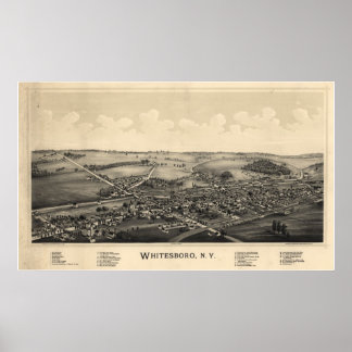 1891 Whitesboro, New Birds Eye Panorama Karte Poster