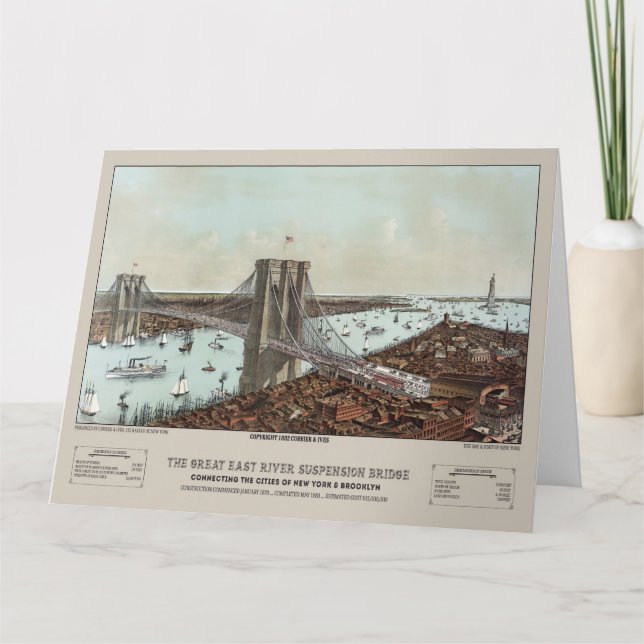 1892 Currier & Ives Brooklyn Bridge Karte (Vorderseite)