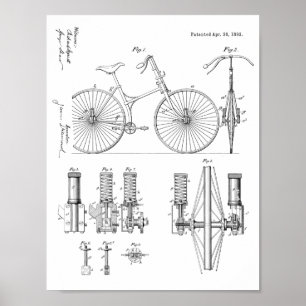 1892 Fahrrad-Aufhängungsdesign-Patent Kunst Druck Poster
