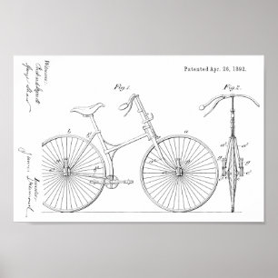 1892 Fahrradaufhängung Design Patent Art Print Poster