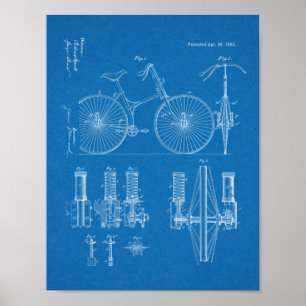 1892 Fahrradaufhängung Design Patent Art Print Poster