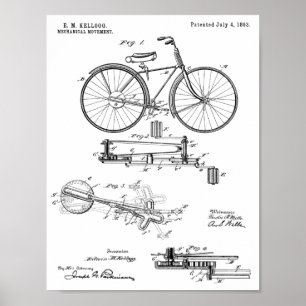 1893 Chainless Bicycle Design Patent Art Print Poster