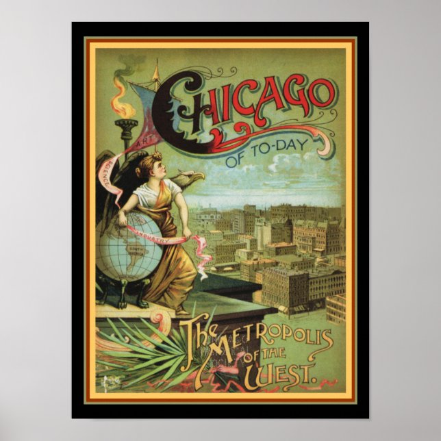 1893 Chicago "Metropolis of the West" 12 x 16 Poster (Vorne)