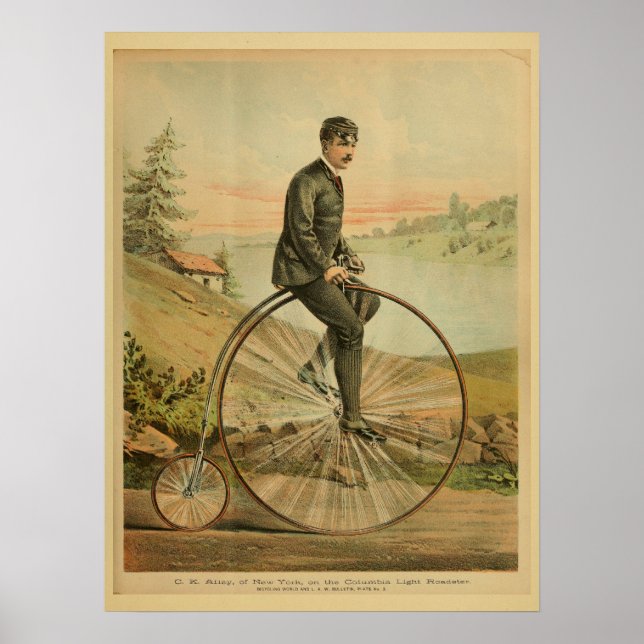 1893 Fahrrad Hoher Rad Penny Farthing Art Print Poster (Vorne)