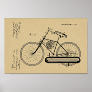 1893 Fahrraddesign Patent Art Print Poster