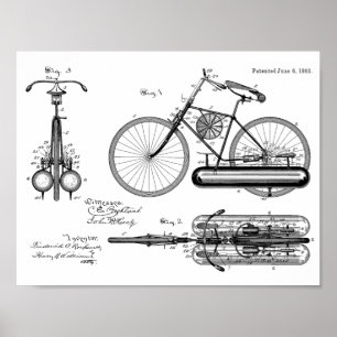 1893 Luftgetriebenes Fahrrad-Design-Patent Kunstst Poster